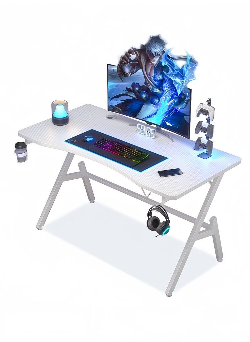 Zanotta Gaming Table Computer Desk with Carbon Fiber Desktop A-shaped Legs Ergonomic Study Table Office Desk for Home （110*55*75cm） - Image 1