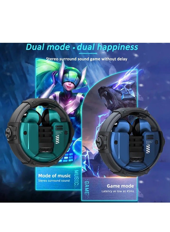 Monster XKT10 wireless bluetooth headphones Mecha style Design Metal Material Gamer Headset Waterproof Noise Reduction With Microphone Green - Image 3