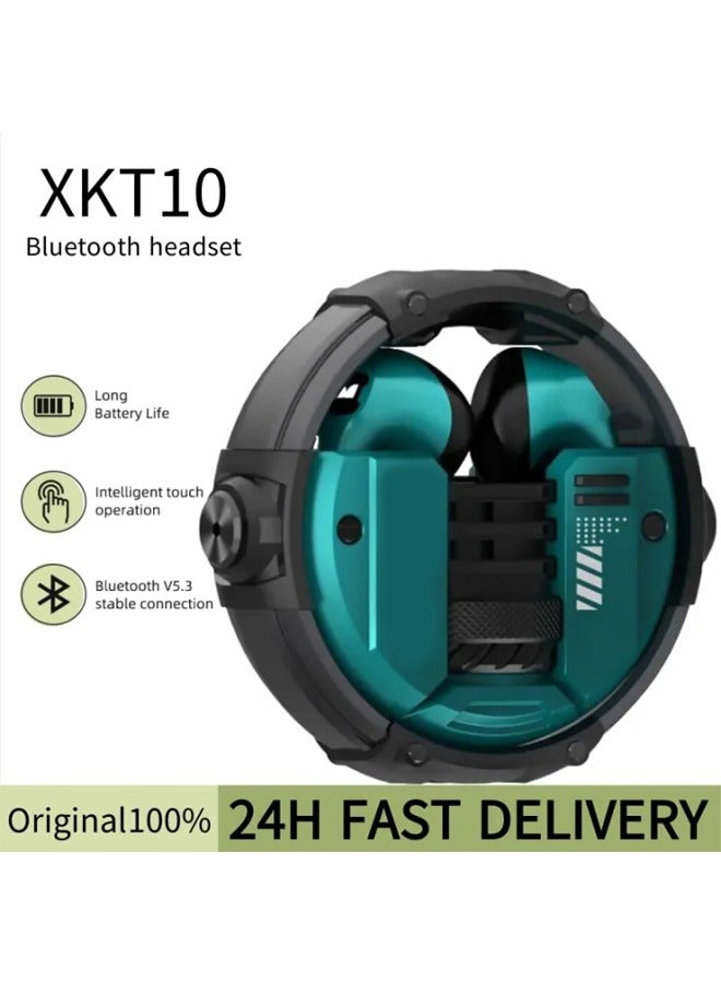 Monster XKT10 wireless bluetooth headphones Mecha style Design Metal Material Gamer Headset Waterproof Noise Reduction With Microphone Green - Image 2