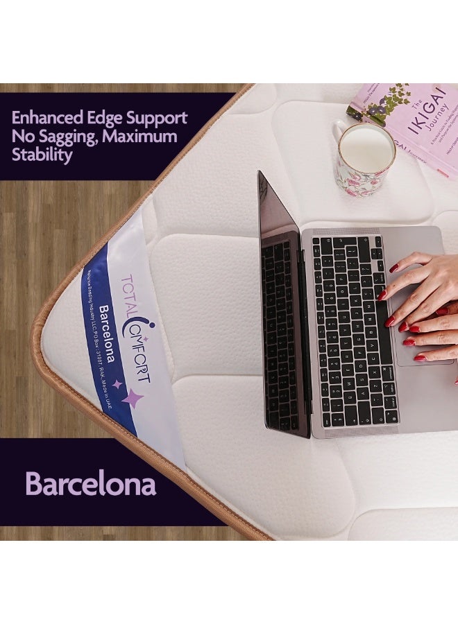 Total Comfort Barcelona Mattress - 22 cm Medium Firm Mattress with Breathable Fabric | Premium Bonnell Spring Mattress with Pressure Relief for All Sleepers | Queen Size (150 x 200 cm) - Image 3