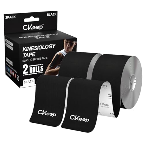 شريط كينيسيوLOGY CKeep غير مقصوص 2 لفات قطن أصلي مرن شريط رياضي متميز خالي من اللاتكس مضاد للحساسية 2 بوصة × 16 قدم أسود