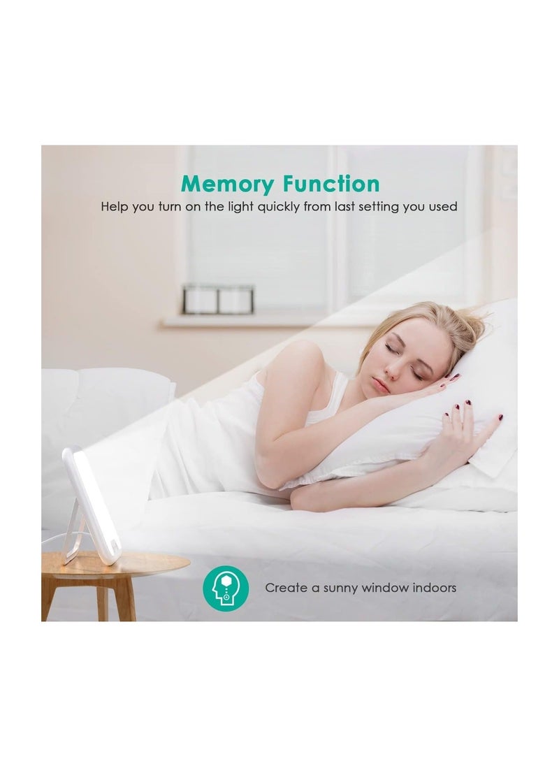 SAD Lamp, SAD Light Lamp, Foldable Stand, 10,000 Lux Natural Daylight Sad Light, with Memory Function & 4 Timer Setting, Stepless Brightness Portable Sad Light Box for Home/Office Use [Energy Class E]