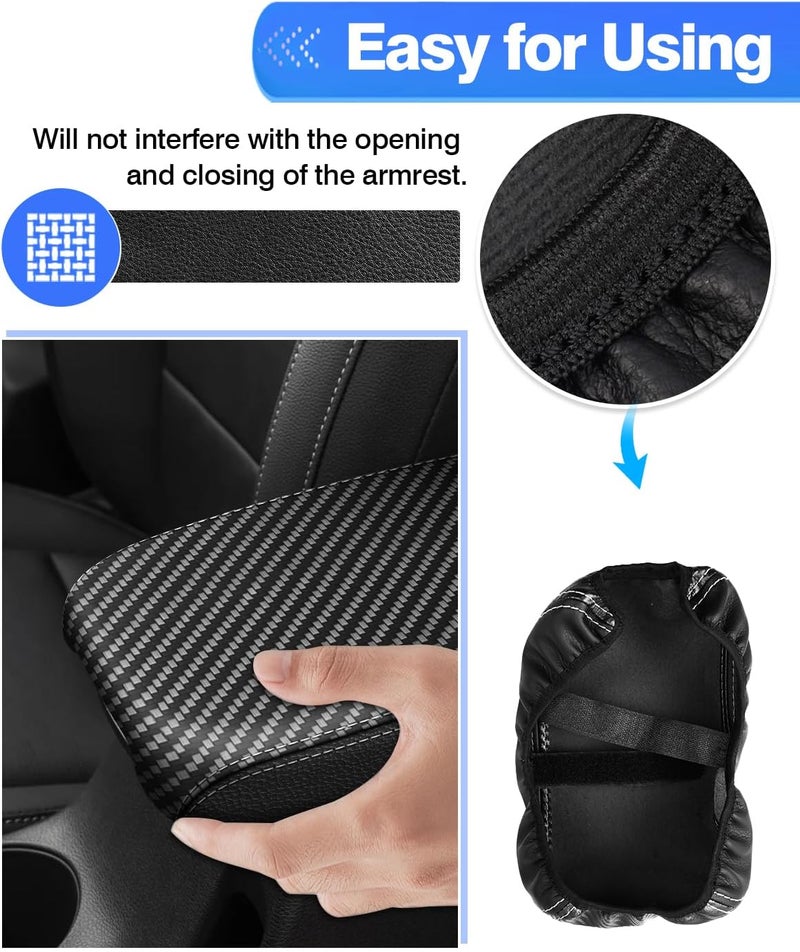 Autorder Custom Fit for Center Console Cover Kia Forte 2019 2020 2021 2022 2023 Accessories Carbon Fiber Armrest Covers Waterproof Anti-Scratch Leather Protector Center Console Pad - Image 5