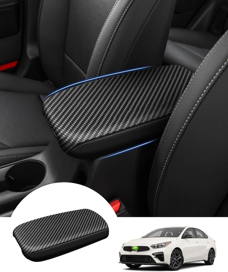 Autorder Custom Fit for Center Console Cover Kia Forte 2019 2020 2021 2022 2023 Accessories Carbon Fiber Armrest Covers Waterproof Anti-Scratch Leather Protector Center Console Pad - Image 1