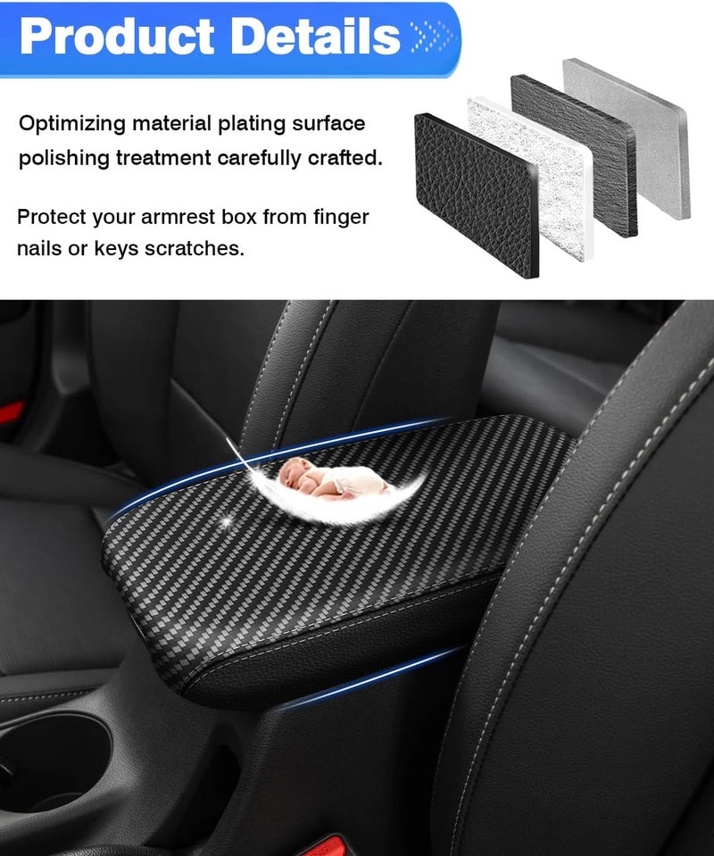 Autorder Custom Fit for Center Console Cover Kia Forte 2019 2020 2021 2022 2023 Accessories Carbon Fiber Armrest Covers Waterproof Anti-Scratch Leather Protector Center Console Pad - Image 4