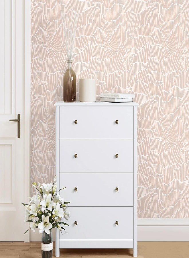 Guvana Peel and Stick Wallpaper Pink and White Contact Paper Modern Striped Wall Paper Boho Removable Self Adhesive Wallpaper for Bedroom Bathroom Cabinets Decor Waterproof Vinyl Roll 17.3"×78.7" - Image 2