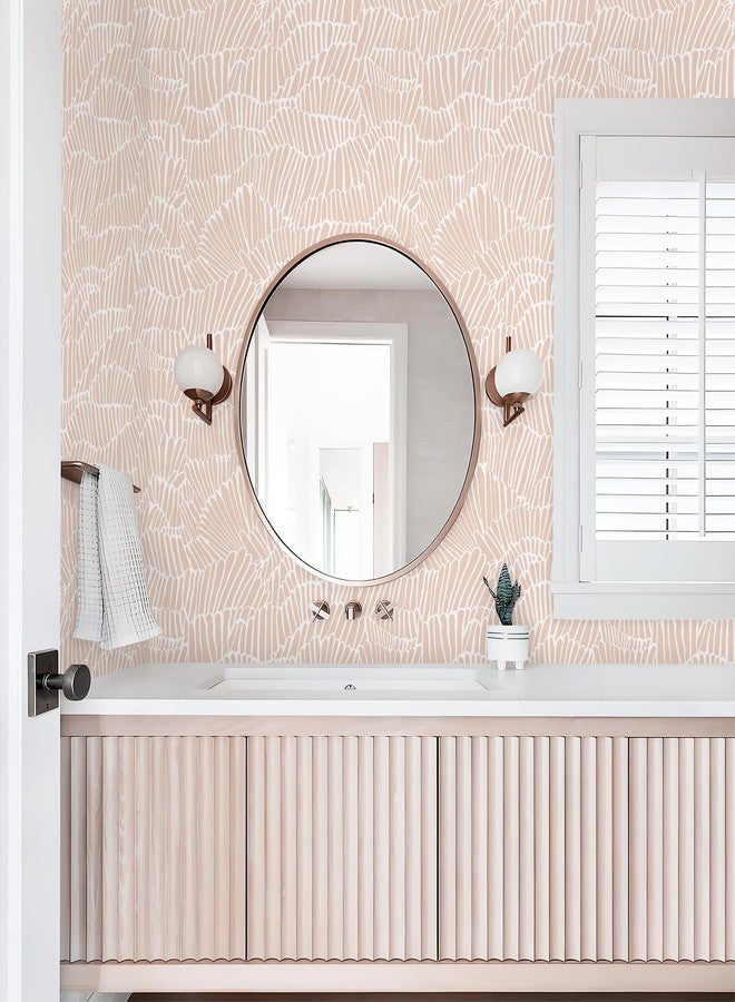 Guvana Peel and Stick Wallpaper Pink and White Contact Paper Modern Striped Wall Paper Boho Removable Self Adhesive Wallpaper for Bedroom Bathroom Cabinets Decor Waterproof Vinyl Roll 17.3"×78.7" - Image 3
