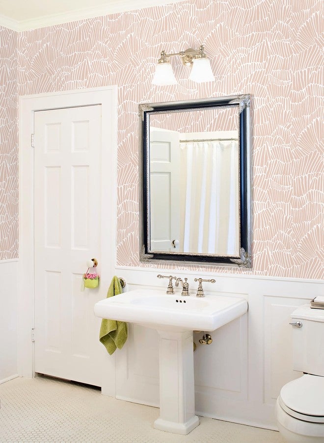 Guvana Peel and Stick Wallpaper Pink and White Contact Paper Modern Striped Wall Paper Boho Removable Self Adhesive Wallpaper for Bedroom Bathroom Cabinets Decor Waterproof Vinyl Roll 17.3"×78.7" - Image 5