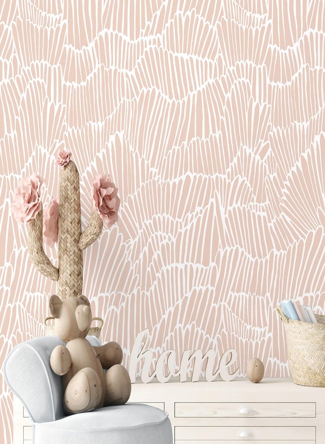 Guvana Peel and Stick Wallpaper Pink and White Contact Paper Modern Striped Wall Paper Boho Removable Self Adhesive Wallpaper for Bedroom Bathroom Cabinets Decor Waterproof Vinyl Roll 17.3"×78.7" - Image 1