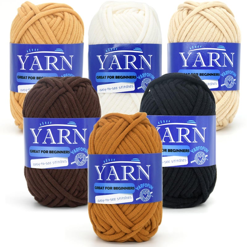 YARFOFUN 6 Pack Beginners Crochet Yarn Brown Series Cotton Blend for Crocheting Knitting with EasytoSee Stitches - Image 3