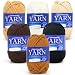 YARFOFUN 6 Pack Beginners Crochet Yarn Brown Series Cotton Blend for Crocheting Knitting with EasytoSee Stitches - Image 2