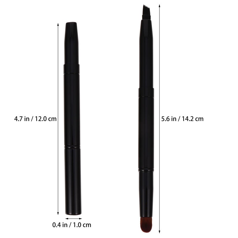 Dual Ended Angled Eyebrow Brush Set 2Pcs with Protective Cap Retractable for Brow Shaping - Image 3