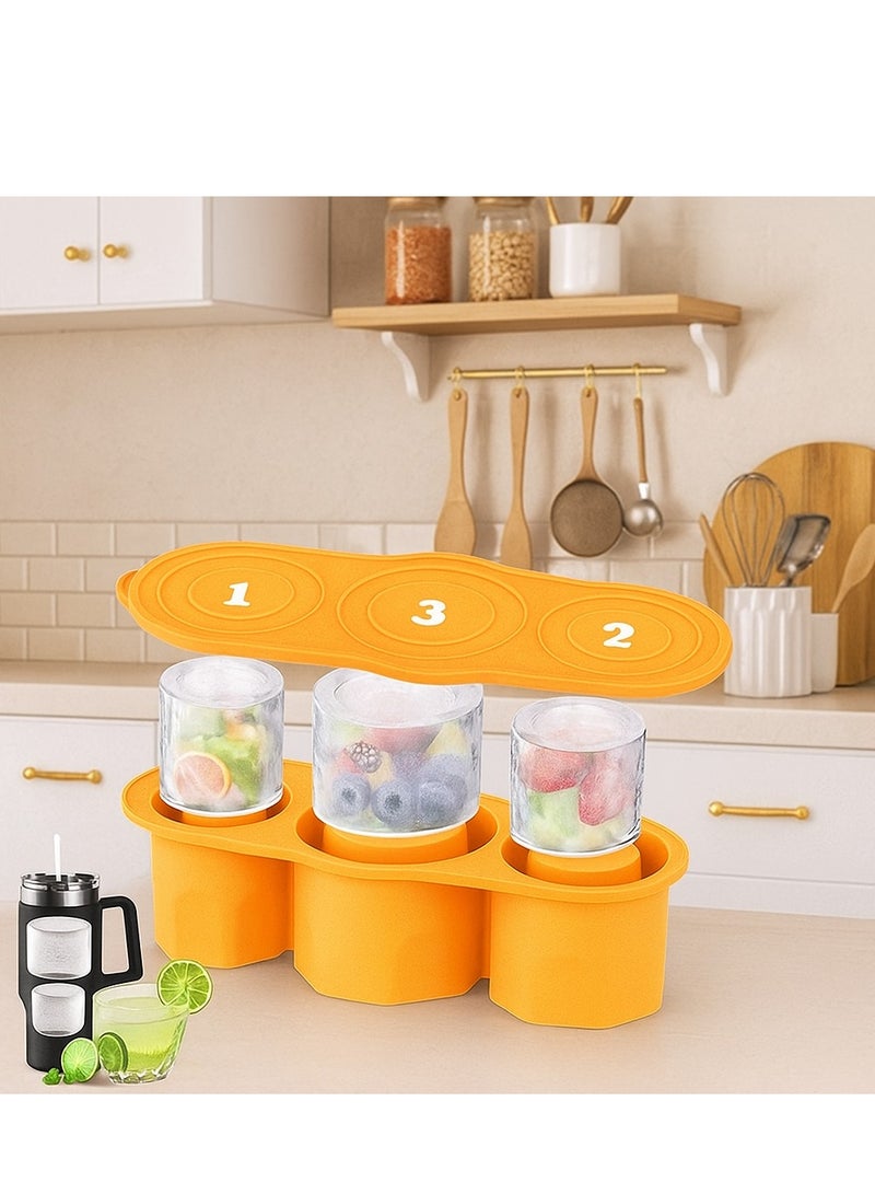 الأزرق جي دبليو صينية مكعبات ثلج للأكواب صانعة مكعبات ثلج سيليكون مع غطاء لكوب 30-40 أوقية لتبريد الويسكي والمشروبات والقهوة سهلة التعبئة والتحرير صانعة ثلج خالية من مادة BPA - Image 1