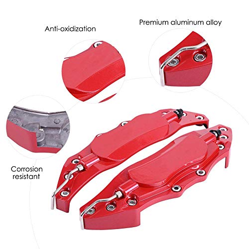 Akozon Brake Caliper Cover, 2pcs Aluminum Alloy Brake Caliper Guard High Precision Car Brake Caliper Protector For Wheel Hub 16in-17in Medium (Red) - Image 2