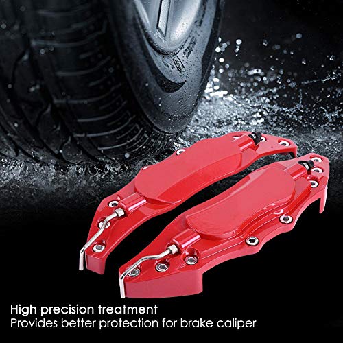 Akozon Brake Caliper Cover, 2pcs Aluminum Alloy Brake Caliper Guard High Precision Car Brake Caliper Protector For Wheel Hub 16in-17in Medium (Red) - Image 3