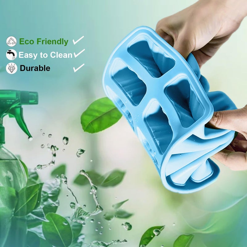 BRENSTEN Silicone Popsicle Molds 10 Pcs Ice Pop Maker Molds with 10 Reusable Sticks, Cleaning Brush and Funnel - Homemade Easy-Release Reusable Popsicle Moulds Shapes (Blue) - Image 5