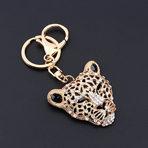 Hztyyier Crystal Rhinestone Leopard Head Keychain, Bling Purse Charm, Handbag Pendant Decoration, Women's Fashion Accessory - Image 5