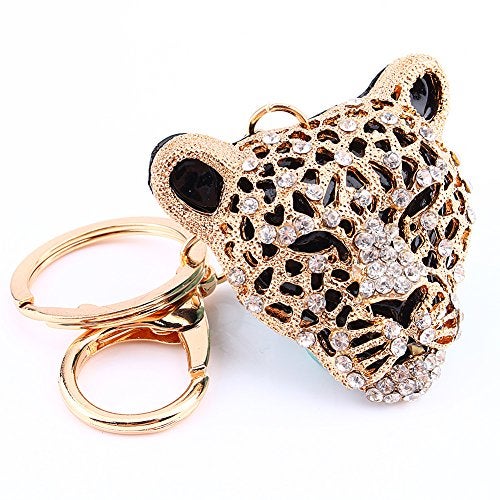 Hztyyier Crystal Rhinestone Leopard Head Keychain, Bling Purse Charm, Handbag Pendant Decoration, Women's Fashion Accessory - Image 2