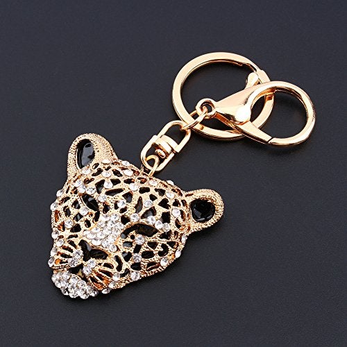 Hztyyier Crystal Rhinestone Leopard Head Keychain, Bling Purse Charm, Handbag Pendant Decoration, Women's Fashion Accessory - Image 4