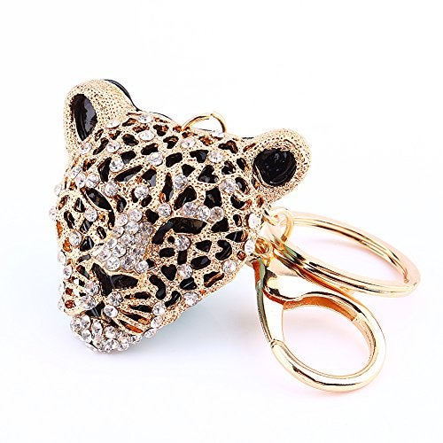 Hztyyier Crystal Rhinestone Leopard Head Keychain, Bling Purse Charm, Handbag Pendant Decoration, Women's Fashion Accessory - Image 3