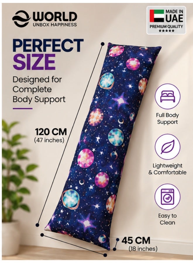 Eworld Body Pillow 120 x 45 cm, Galaxy Design, Soft Fluffy Filling with Breathable Fabric, Full Body Support Long Pillow for Side Sleepers, Pregnancy and Relaxation, Made in UAE - Image 3