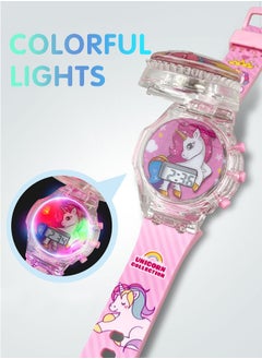 UNICORN Unicorn Cartoon Children's Watch,  with Light Effect,   Electronic Watch with Music, Flip-top Cartoon Watch for Kids  - Image 4