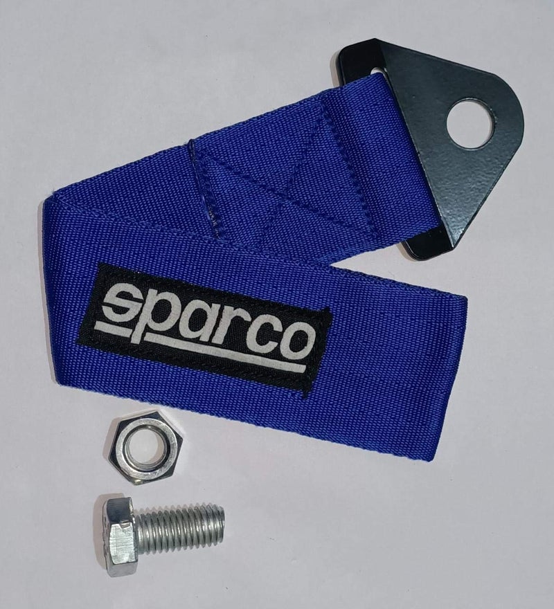 AUTO MT SPARCO Blue Car Truck Tow Belt Strap Universal Front Rear Towing Hook (Nylon, 1000 kg Pull Capacity) - Image 1