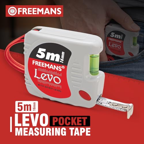 FREEMANS Levo Measuring Tape 5m x 16mm – Steel Blade with Built-in Spirit Level, Side Lock, ABS Shockproof Case, Belt Clip | Heavy Duty, Durable, Inch Tape Measure for DIY, Construction, Home Use - Image 5