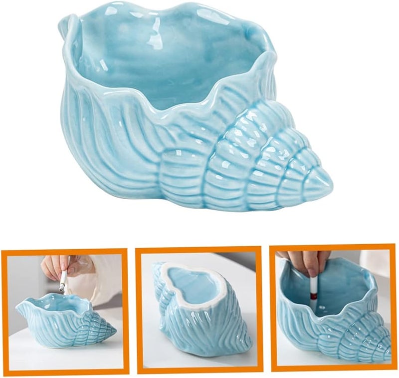 Large Ceramic Conch Ashtray Decorative Ash Holder for Home Office Bar Easy to Clean Desktop Decor - Image 4