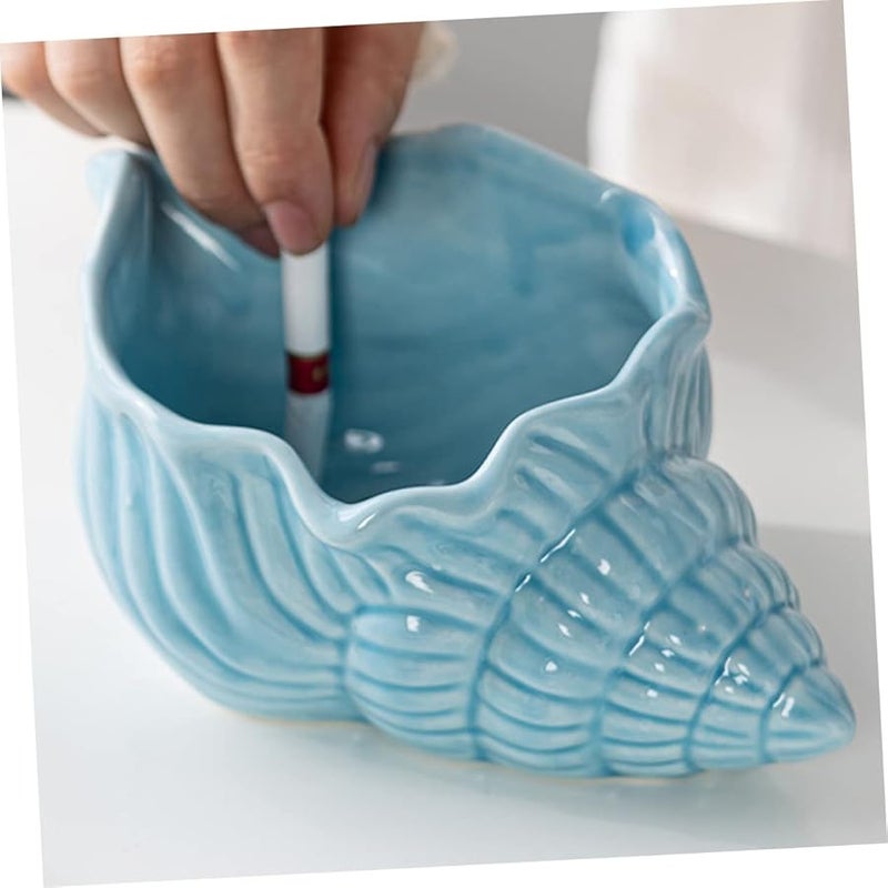 Large Ceramic Conch Ashtray Decorative Ash Holder for Home Office Bar Easy to Clean Desktop Decor - Image 3