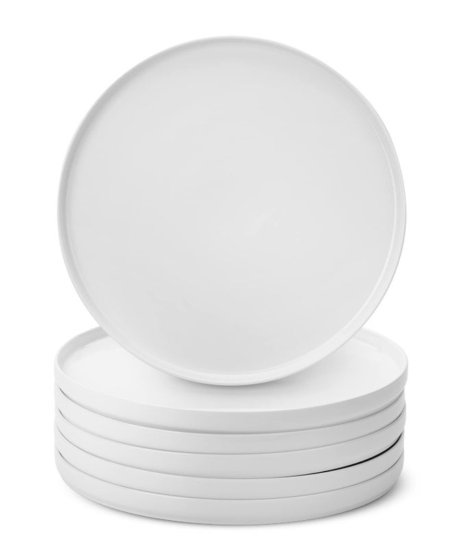 WHITE PORCELAIN DESSERT PLATES SET OF 6 82 INCH SMALL PLATES FOR APPETIZERS LIGHTWEIGHT DURABLE DISHWASHER SAFE