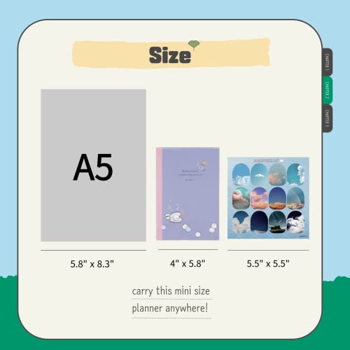 dalgaru Kawaii Mini Korean Weekly Undated Planner + 1 dalgaru sticker sheet - 128 pages, Soft PVC Cover Cute Small stationery for school, academic, teens, women, girls (Pearl (Purple)) - Image 3