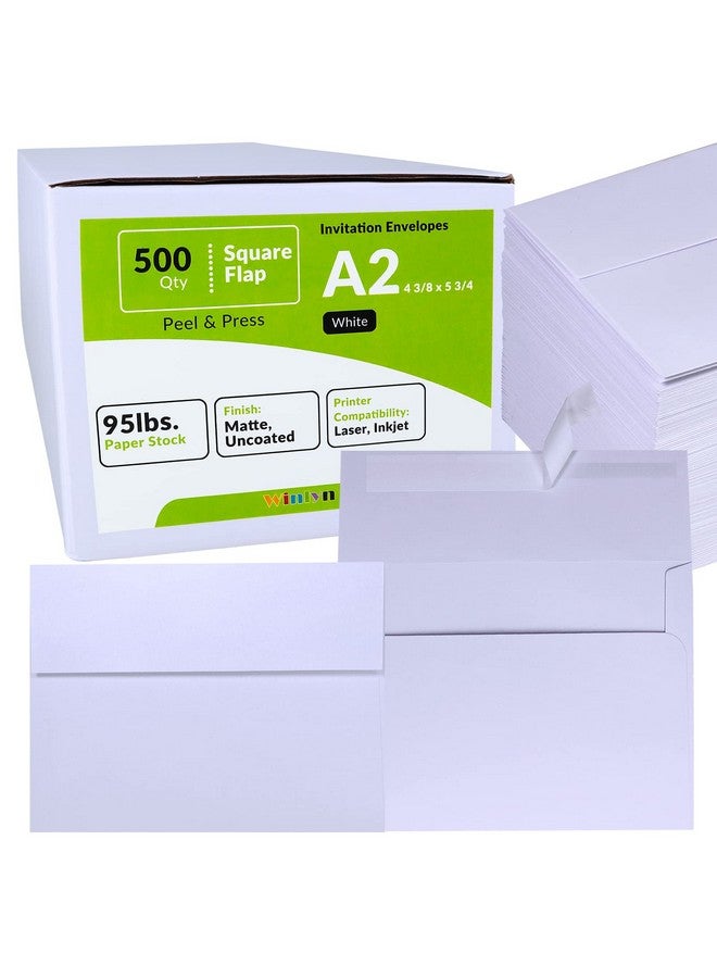 Winlyn 500 قطعة من أظرف الدعوات A2 بالجملة باللون الأبيض ذاتية اللصق 4 3/8 × 5 3/4 بأظرف بزاوية مربعة أظرف رد RSVP 95Lb. للإعلانات البريدية 4X5 بطاقات تهنئة صور بطاقات مطوية 1/4 - Image 1