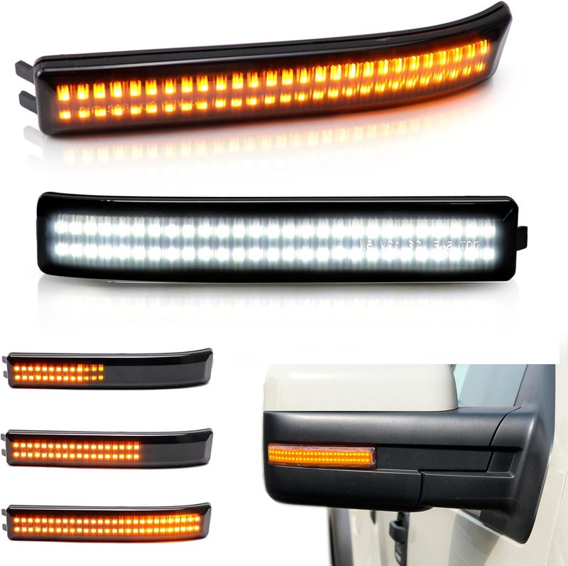 FetonAuto Sequential Switchback Side Mirror Turn Signal Lights for 2009-2014 Ford F150 and Raptor SVT, Smoked Lens LED Marker Lights - Image 1