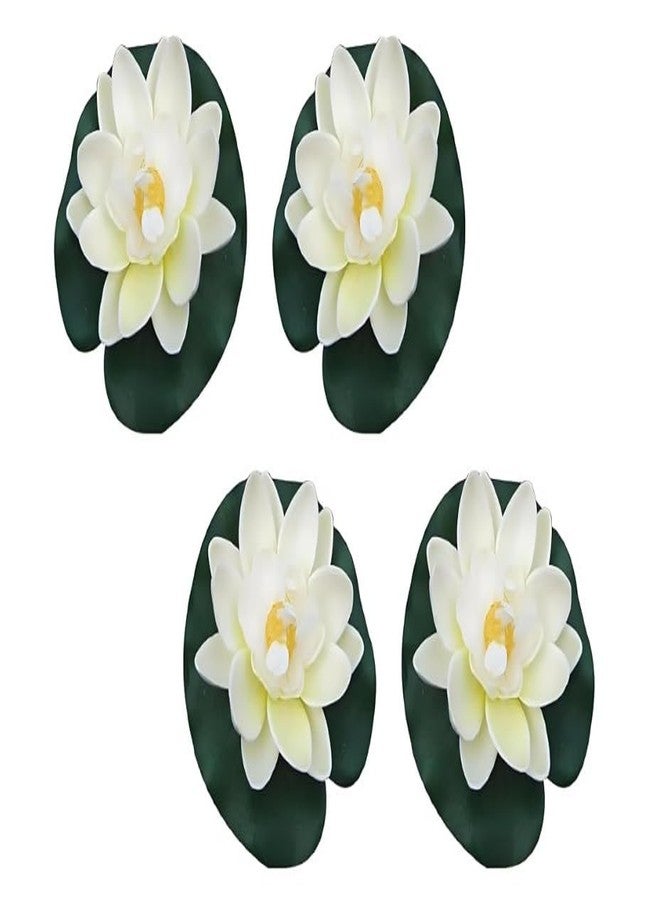 Dwuww 4 Pcs Artificial Floating Foam Lotus Flower with Water Lilys Pad Ornanments,Lifelikes Fake Lotus Flowers for Patio Pond Pool Fish Tank Aquarium Home Garden Special Decoration Outdoor Décor - Image 1