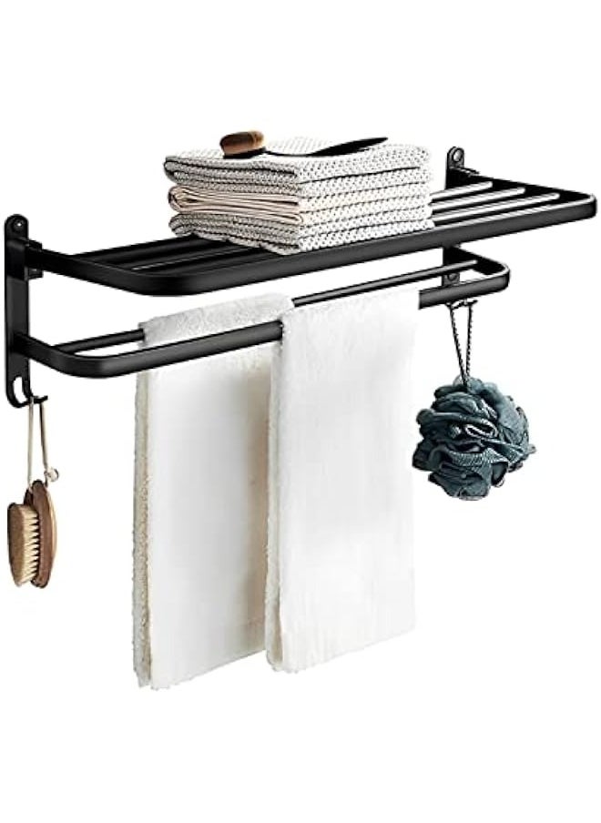 MIXDE Towel Racks, Dual Folding Towel Rack, Bathroom Towel Rack Wall Mounted for More Stable Storage, Waterproof & Rustproof Space Aluminum, No Drilling Adhesive Shower Caddy Bathroom Organizer  - Image 1