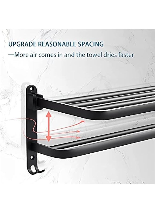 MIXDE Towel Racks, Dual Folding Towel Rack, Bathroom Towel Rack Wall Mounted for More Stable Storage, Waterproof & Rustproof Space Aluminum, No Drilling Adhesive Shower Caddy Bathroom Organizer  - Image 5