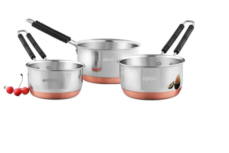 SHIFA CRAFT Sauce Pan Tea Maker Milk Coffee pan bhgoni Stainless Steel Copper Bottom Sauce Pan Flat Base Sauce Pan Tea Pan Milk Pan Tapeli Patila Sauce Pot 15 Litter 2 Litter 25 Litter - Image 1