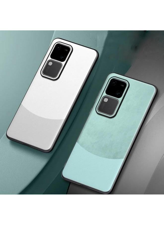 erorex Case Compatible With For Vivo V30 Pro Чехол Для Case Cover Coque Funda Shockproof Luxury Leather ，Two Pigmented Leather All Encompassing Anti Drop Silicone Protective Case White  - Image 4