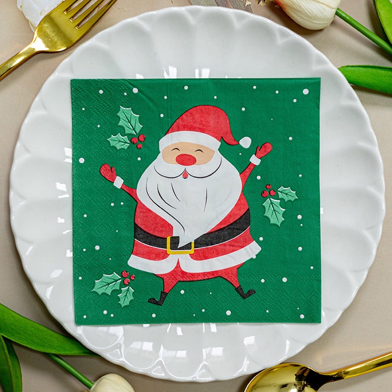 [] Christmas Printing Paper Napkin Christmas Printing Party Handkerchief Square Tissue - Image 1