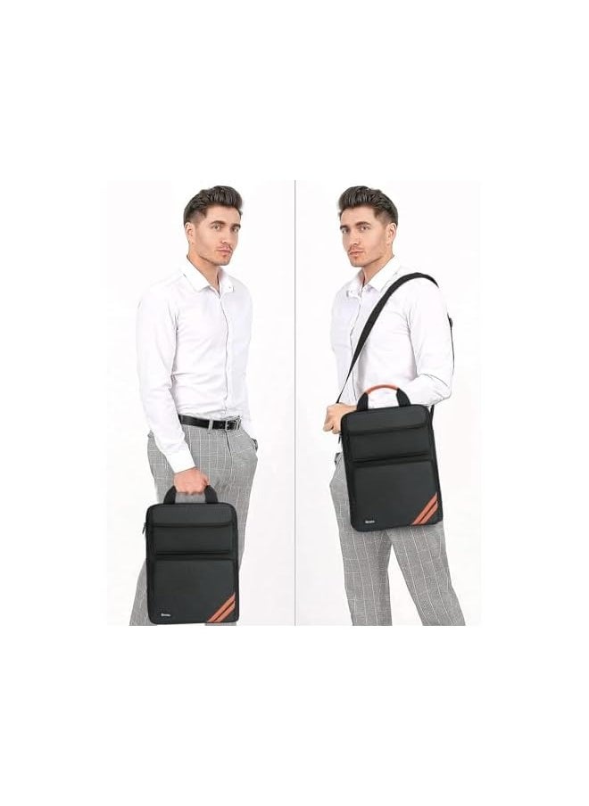 Gocokia - 13-14.1 inch Waterproof Laptop Sleeve Messenger Bag, Laptop Case Briefcase Multi-Pocket Laptop Bag- Black - Image 1