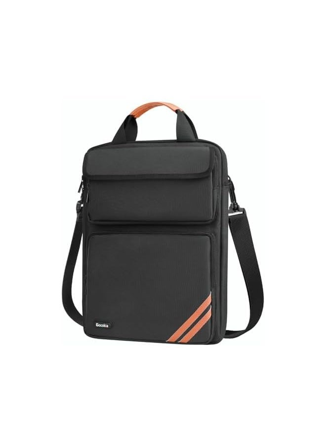 Gocokia - 13-14.1 inch Waterproof Laptop Sleeve Messenger Bag, Laptop Case Briefcase Multi-Pocket Laptop Bag- Black - Image 1