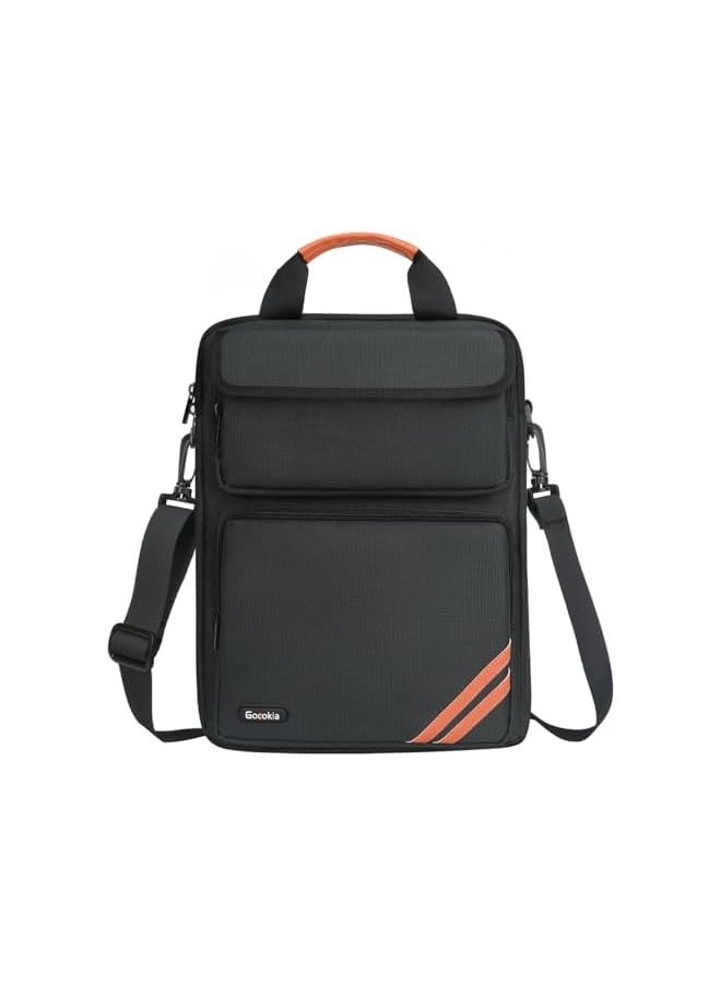 Gocokia - 13-14.1 inch Waterproof Laptop Sleeve Messenger Bag, Laptop Case Briefcase Multi-Pocket Laptop Bag- Black - Image 1