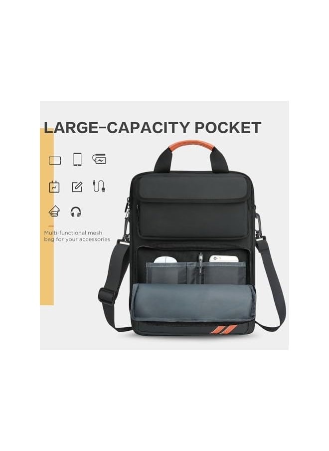 Gocokia - 13-14.1 inch Waterproof Laptop Sleeve Messenger Bag, Laptop Case Briefcase Multi-Pocket Laptop Bag- Black - Image 1