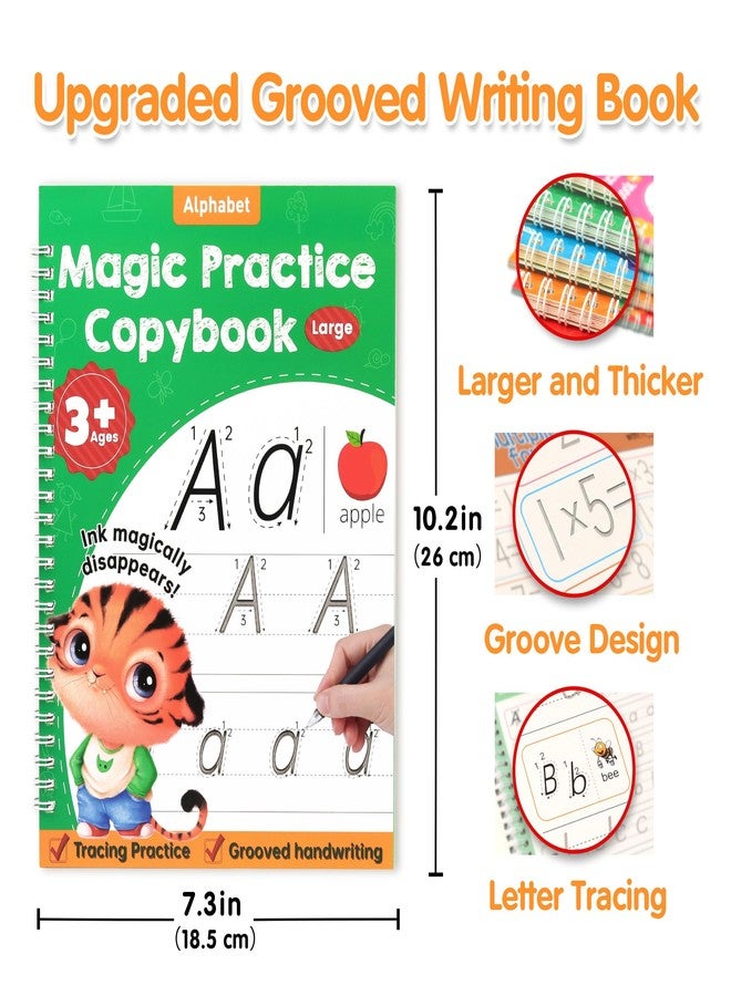 Helsort Large Magic Grooved Practice Copybook for Kids, Reusable Grooved Handwriting Workbook, Learn to Write Number Letter Tracing for Kids Ages 3-8 Kindergarten Preschool Calligraphy 10.2×7.3" - Image 2