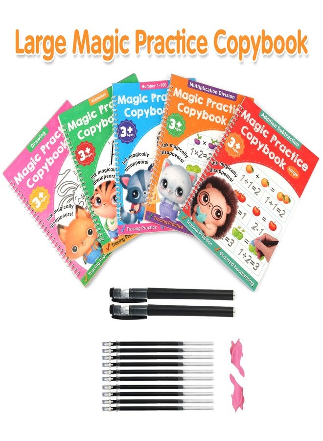 Helsort Large Magic Grooved Practice Copybook for Kids, Reusable Grooved Handwriting Workbook, Learn to Write Number Letter Tracing for Kids Ages 3-8 Kindergarten Preschool Calligraphy 10.2×7.3" - Image 3