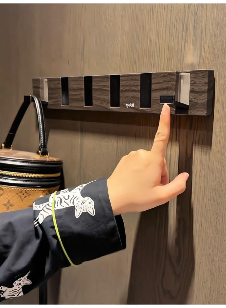 رف خطافات باب بلا حفر بقدرة تحمل قوية، تصميم مفاتيح البيانو بـ5 خطافات – لون الجوز - Image 3