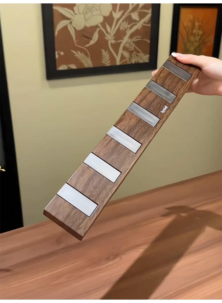 رف خطافات باب بلا حفر بقدرة تحمل قوية، تصميم مفاتيح البيانو بـ5 خطافات – لون الجوز - Image 1