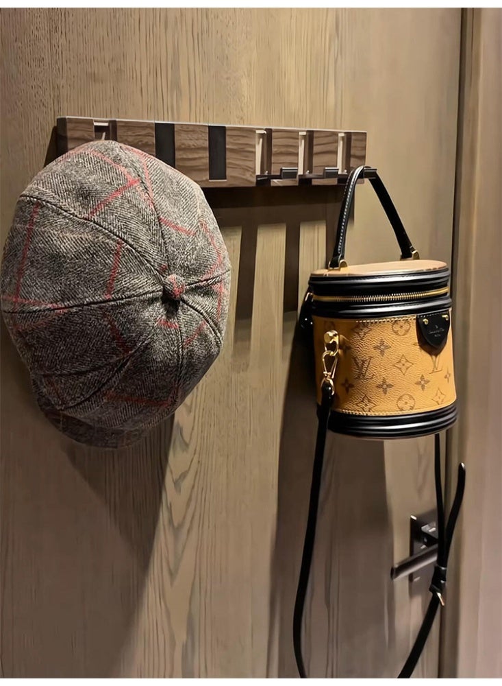 رف خطافات باب بلا حفر بقدرة تحمل قوية، تصميم مفاتيح البيانو بـ5 خطافات – لون الجوز - Image 2