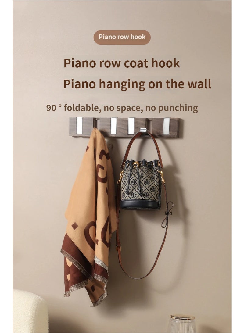 رف خطافات باب بلا حفر بقدرة تحمل قوية، تصميم مفاتيح البيانو بـ5 خطافات – لون الجوز - Image 4